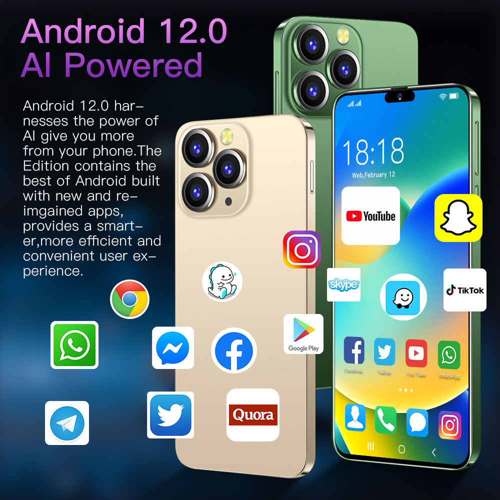 Novo i14 pro max smartphone 6.8 Polegada android12 telefone 7800mah 16 + 1tb telefones celulares câmera desbloquear telefones celulares 5g handys