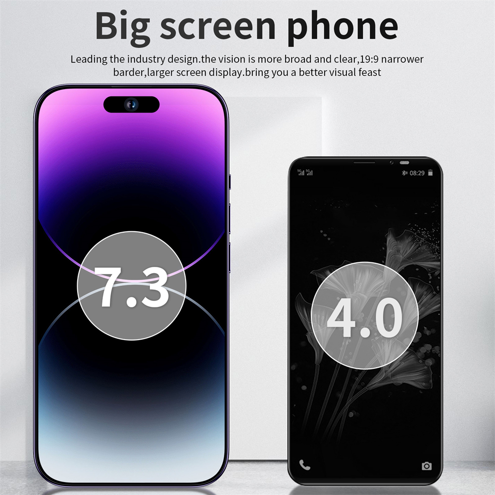 Novo i14 pro max smartphone 7.3 Polegada tela cheia 4g 5g telefones celulares 6000mah versão global duplo sim celulares