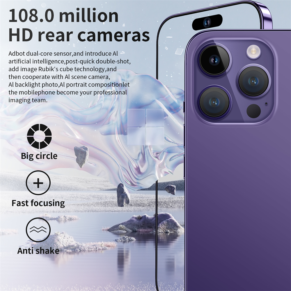 Novo i14 pro max smartphone 7.3 Polegada tela cheia 4g 5g telefones celulares 6000mah versão global duplo sim celulares