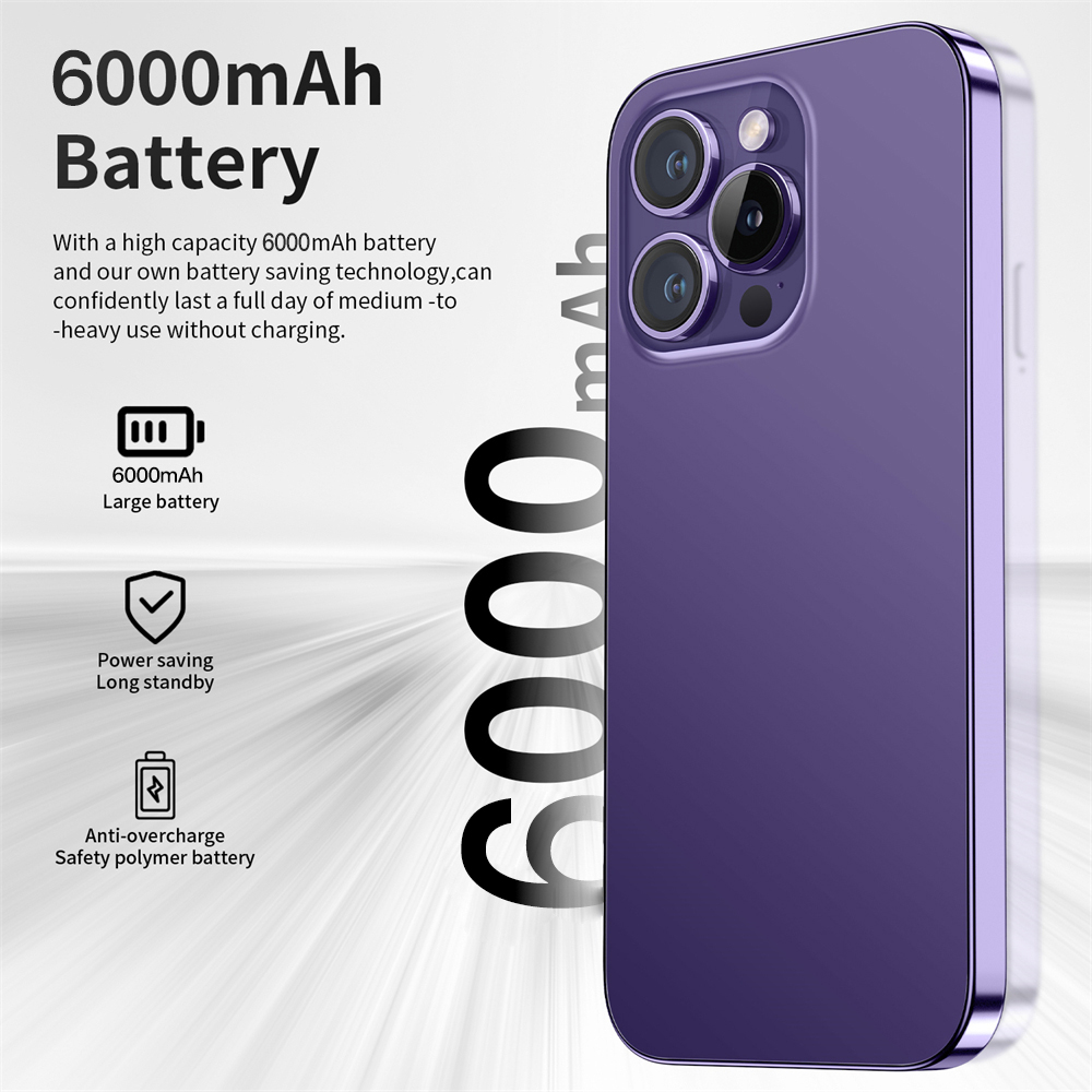 Versão global i14 pro max smartphones 16gb 1tb telefone móvel de tela cheia 7.3 Polegada hd celulares 50 + 108mp câmera 6000mah android12