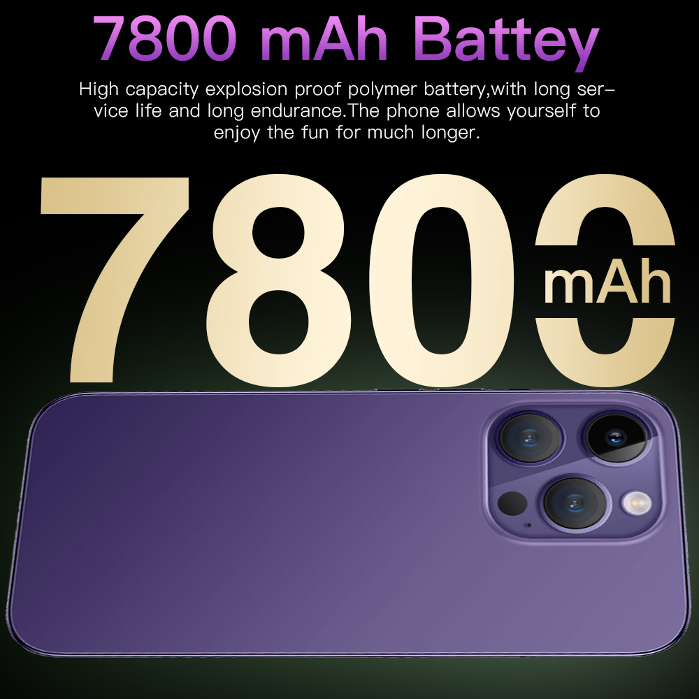 I14 pro max smartphone 7.3 polegada tela cheia face id 7800mah telefones celulares versão global 4g 5g telefone celular