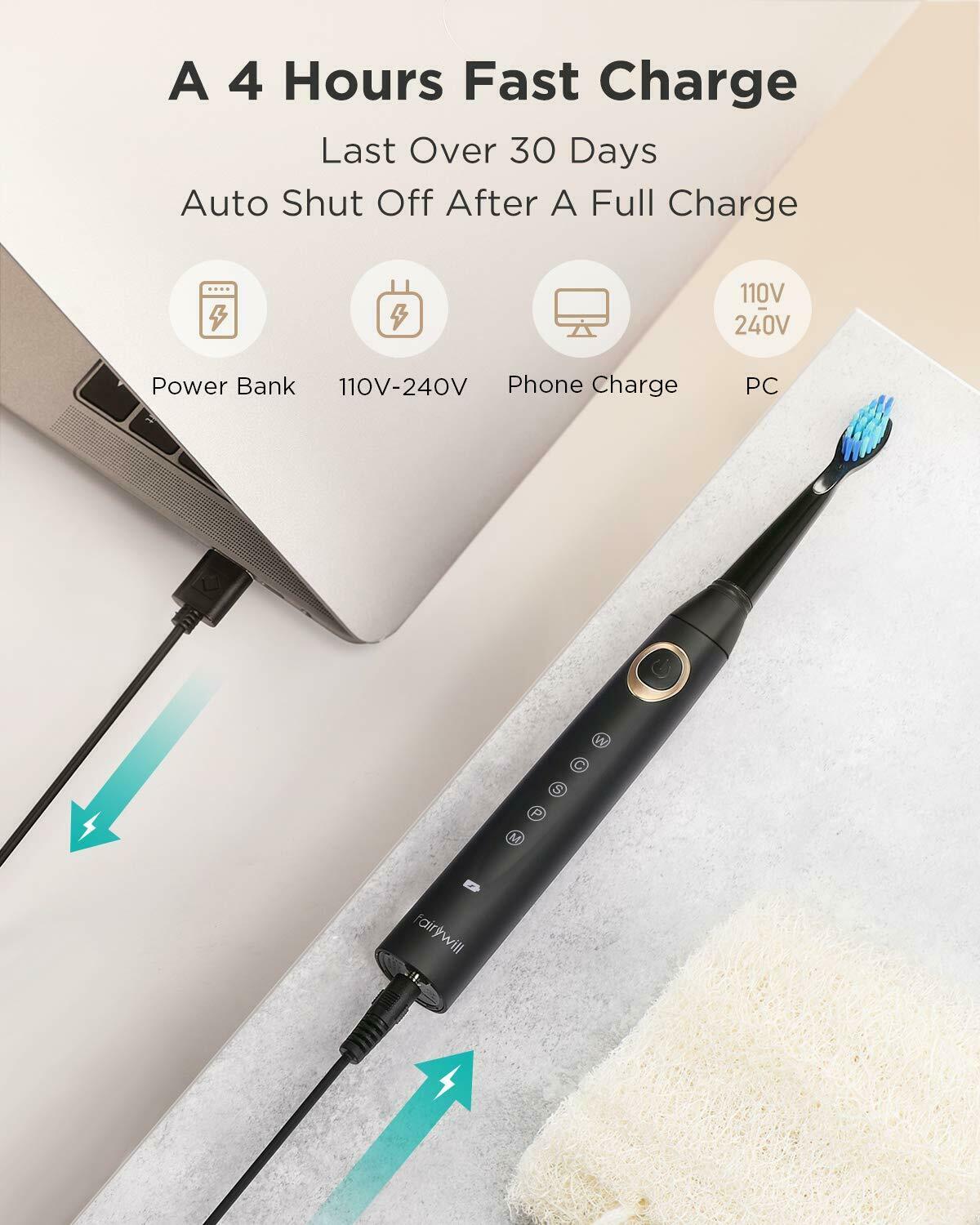 Fairywill sonic escova de dentes elétrica 5 modos Fairywill sonic escova de dentes elétrica 5 modos