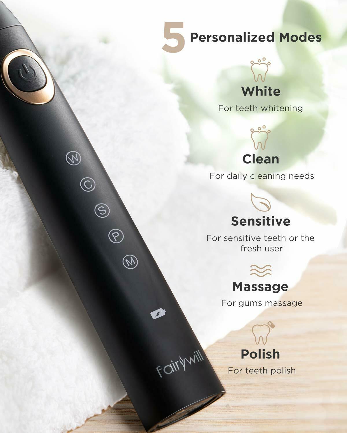 Fairywill sonic escova de dentes elétrica 5 modos Fairywill sonic escova de dentes elétrica 5 modos