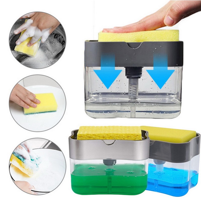 Dispensador de sabão automático garrafa para sabão líquido cozinha esponja dispensador de sabão manual esponja wipe5-10PSC saboneteira dispenser sabonete liquid... dispenser detergente cozi...porta de