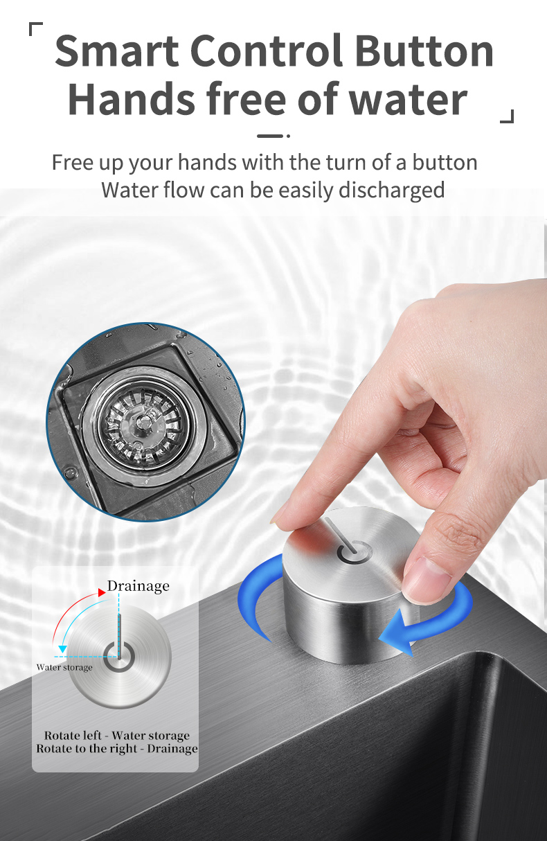 Cachoeira pia da cozinha 304 aço inoxidável nano preto multifuctional grande pia acima do avental contador frente