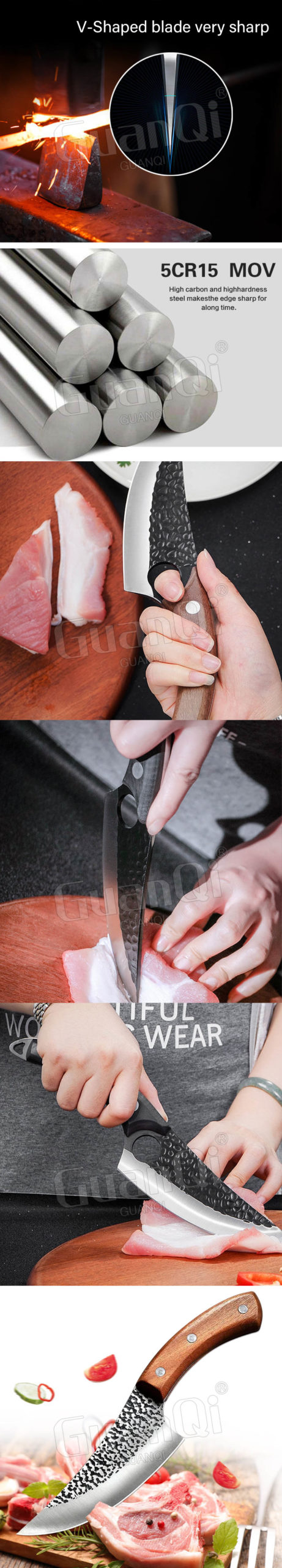 Artesanal de aço inoxidável forjado cozinha chef desossa facas faca de pesca carne cutelo faca de carne cutelo facas de caça