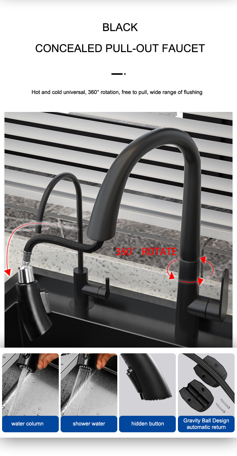 Nano Copa lavadora pia grande single-slot de cozinha escada manual lavatório multi-funcional alta e baixa lata de lixo com faca holde