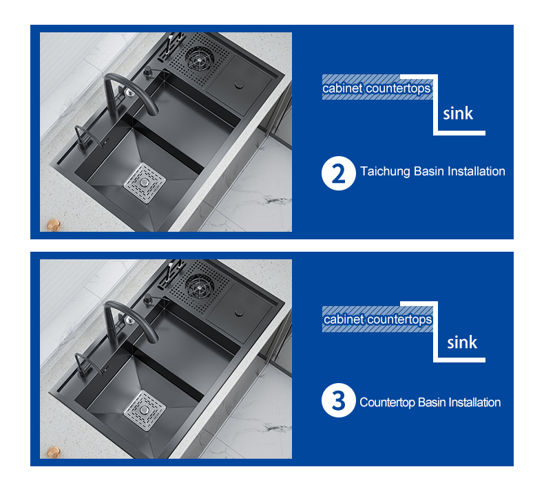 Nano Copa lavadora pia grande single-slot de cozinha escada manual lavatório multi-funcional alta e baixa lata de lixo com faca holde