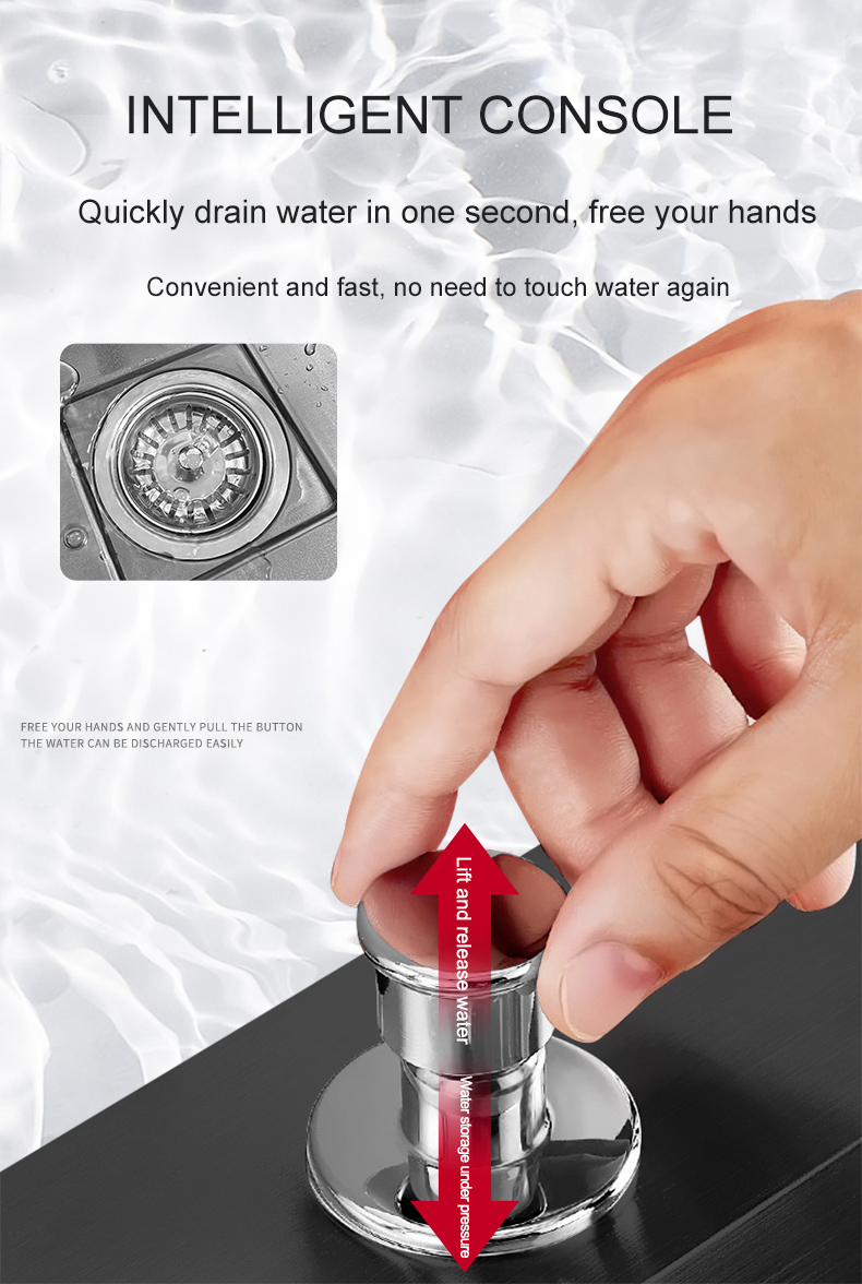 Nano Copa lavadora pia grande single-slot de cozinha escada manual lavatório multi-funcional alta e baixa lata de lixo com faca holde