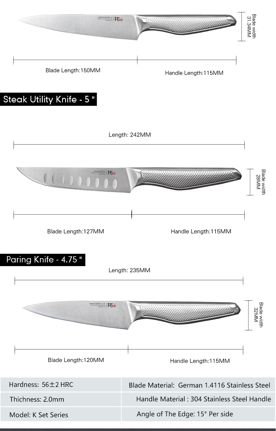 Turwho chef faca 1 peça facas de cozinha alemão 1.4116 aço inoxidável japonês kiritsuke santoku cutelo faca de corte