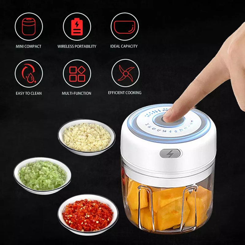 100/250ml mini elétrico alho chopper vegetal pimenta carne gengibre masher máquina resistente durável usb carregamento liquidificadores cozinha