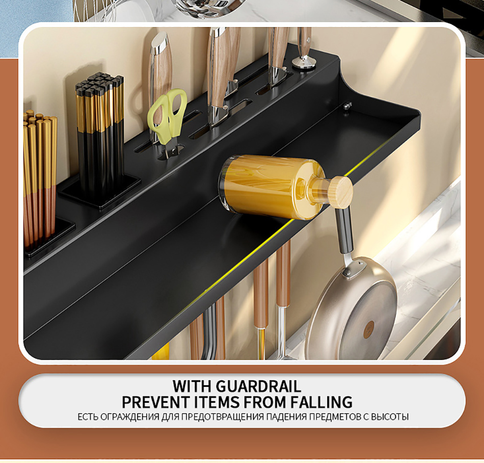 Micck wall-mounted cozinha prateleiras organizador tempero spice armazenamento rack faca titular utensílios para cozinha acessórios para casa