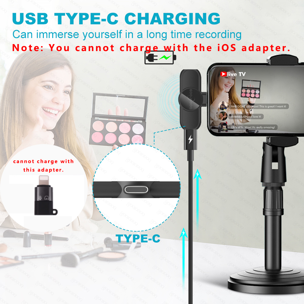 Gravação de vídeo de áudio portátil sem fio microfone de lavalier mini microfone para iphone android transmissão ao vivo gaming phone microfonoe