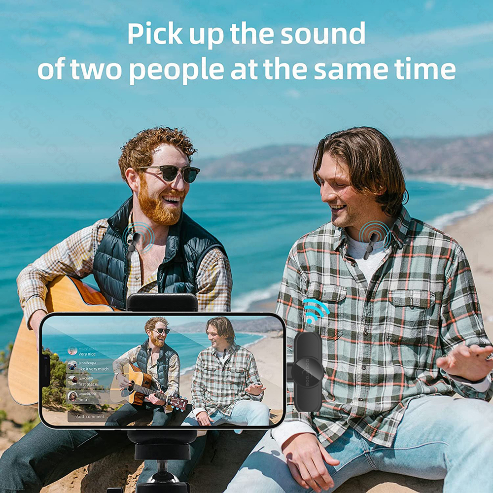 Gravação de vídeo de áudio portátil sem fio microfone de lavalier mini microfone para iphone android transmissão ao vivo gaming phone microfonoe