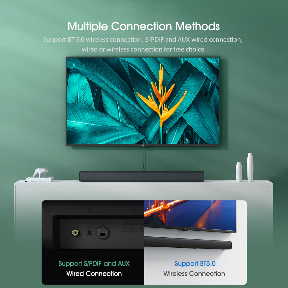 Redmi tv speaker bt tv estéreo soundbar aux 3.5mm com fio bt5.0 sem fio de áudio home theater tv speaker parede-montagem 30w 220v