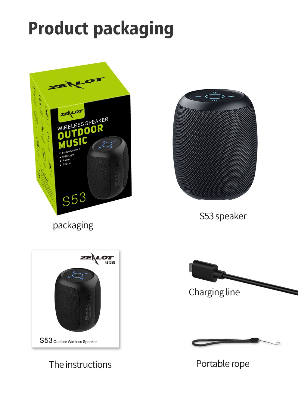 Zealot s53 mini bluetooth speaker portátil sem fio coluna à prova d' água hifi lossless qualidade de som estéreo subwoofer altifalante