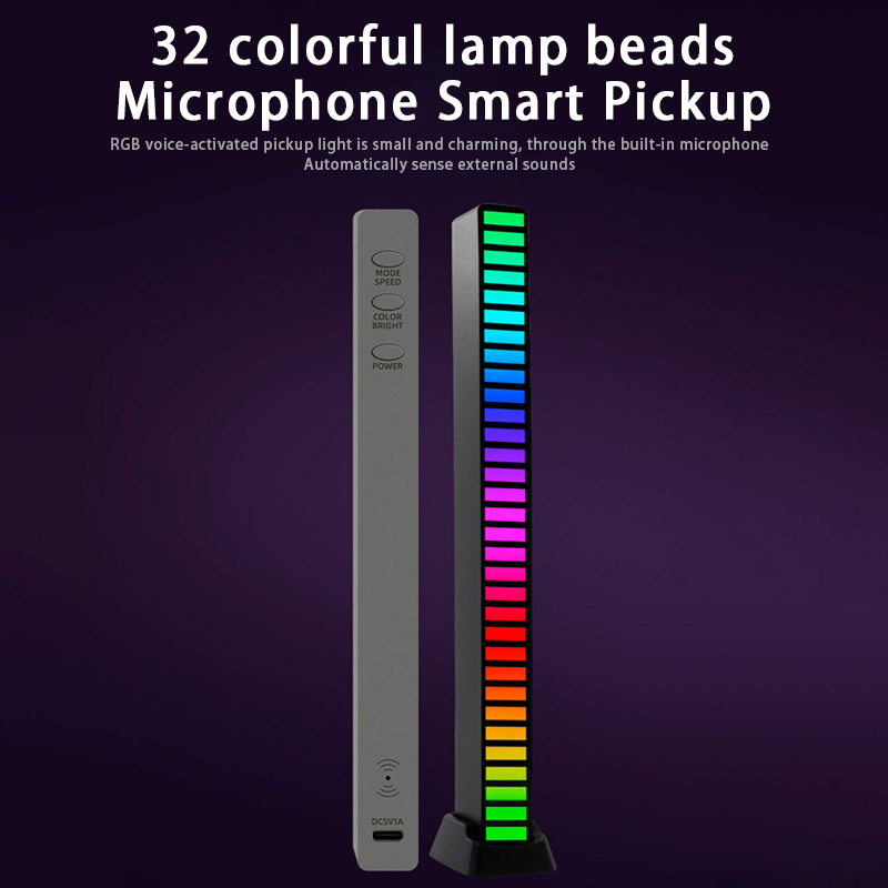 Luzes de som captador led luz usb rgb noite lâmpada música ativada por voz ritmo luz ambiente controle app para o quarto barra festa