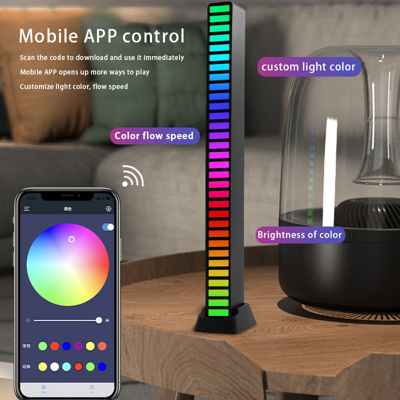 Luzes de som captador led luz usb rgb noite lâmpada música ativada por voz ritmo luz ambiente controle app para o quarto barra festa