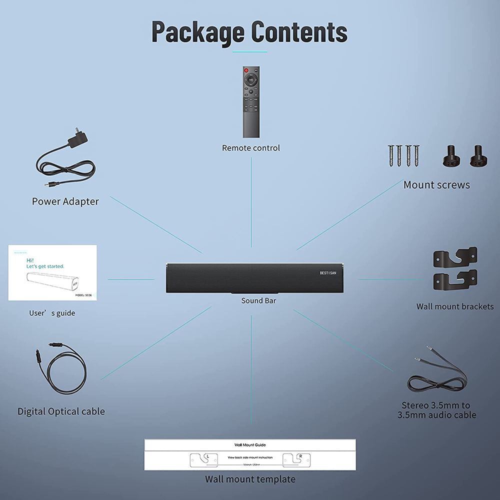 60w soundbar alto-falante hifi 2.0