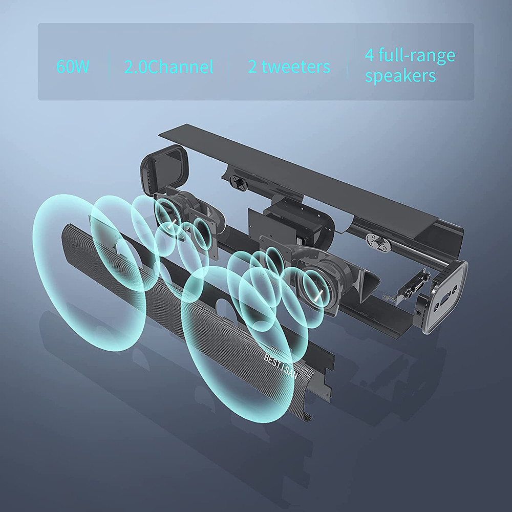 60w soundbar alto-falante hifi 2.0