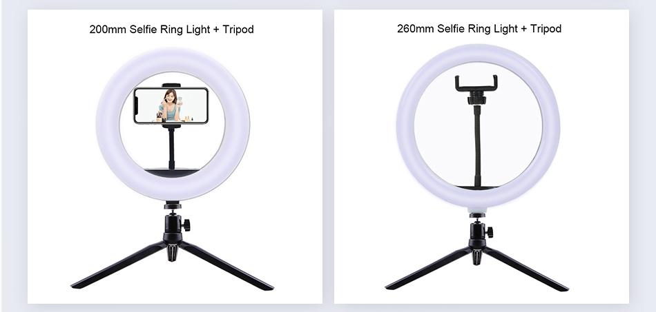 Anel selfie luz fotografia led borda da lâmpada com suporte móvel opcional montagem tripé ringlight para transmissão de vídeo ao vivo