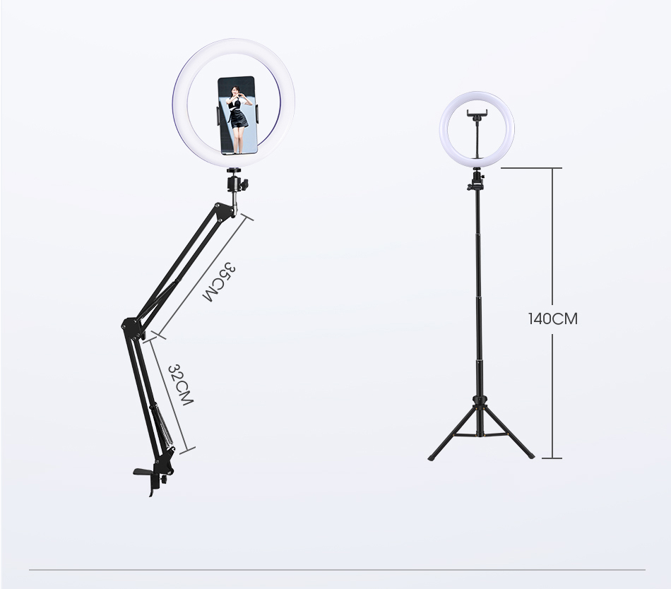 Anel selfie luz fotografia led borda da lâmpada com suporte móvel opcional montagem tripé ringlight para transmissão de vídeo ao vivo