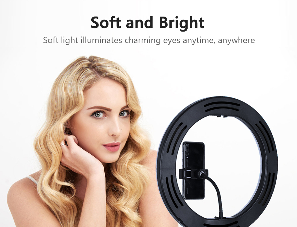 Anel selfie luz fotografia led borda da lâmpada com suporte móvel opcional montagem tripé ringlight para transmissão de vídeo ao vivo