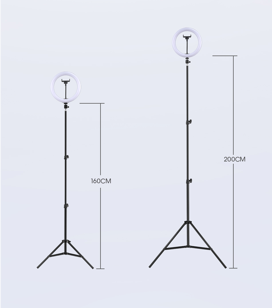 Anel selfie luz fotografia led borda da lâmpada com suporte móvel opcional montagem tripé ringlight para transmissão de vídeo ao vivo