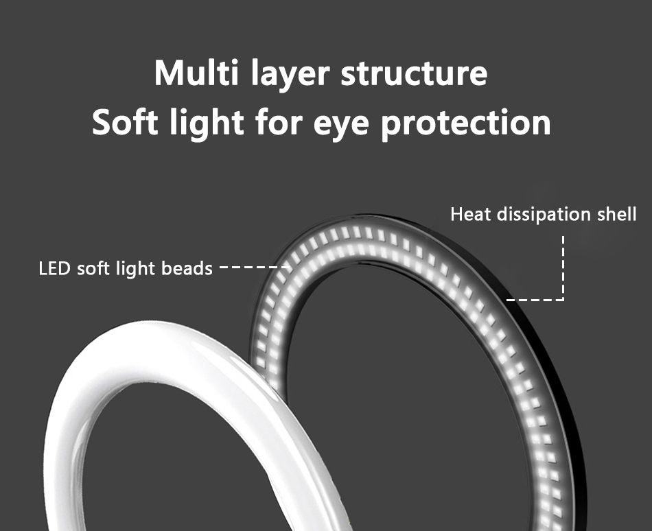 Anel selfie luz fotografia led borda da lâmpada com suporte móvel opcional montagem tripé ringlight para transmissão de vídeo ao vivo