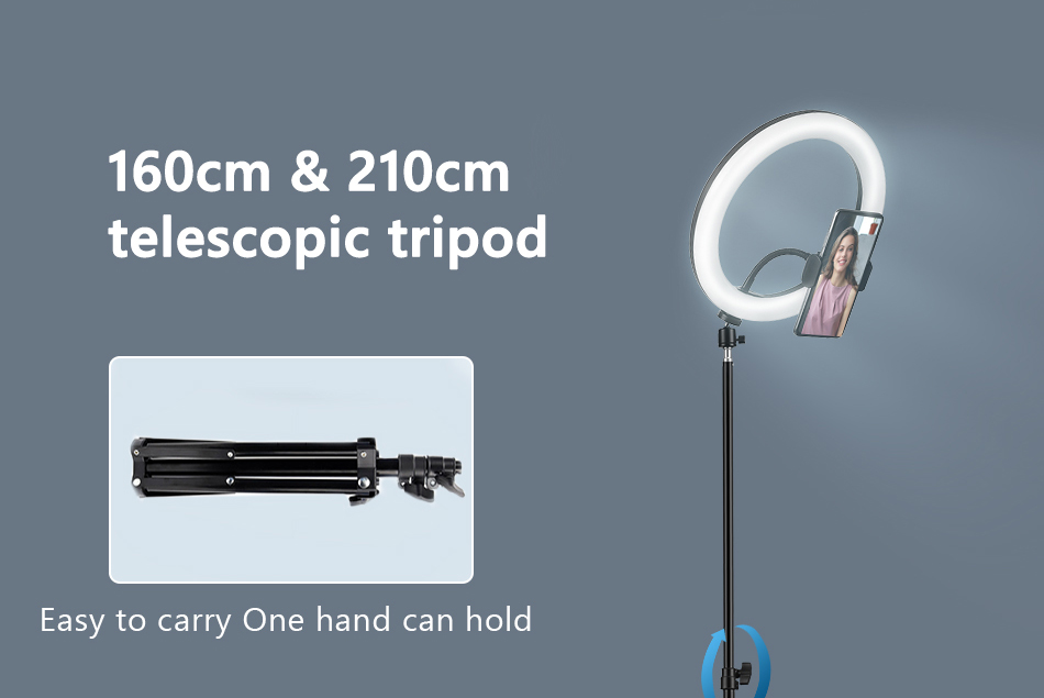 Anel selfie luz fotografia led borda da lâmpada com suporte móvel opcional montagem tripé ringlight para transmissão de vídeo ao vivo