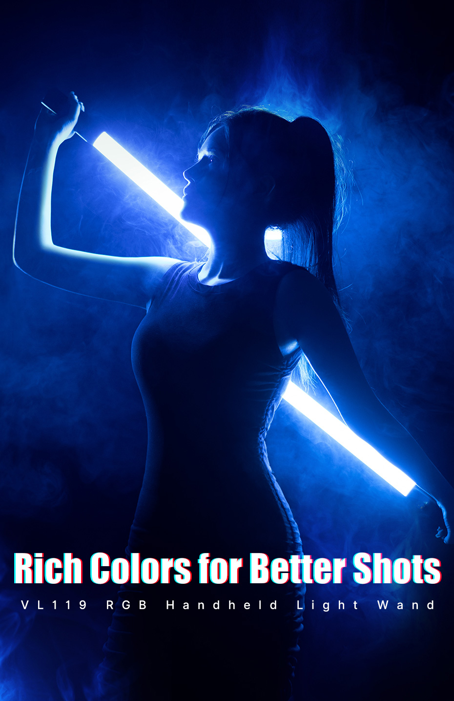 Ulanzi vl119 handheld rgb colorido vara luz 19.68 polegada handheld led varinha de luz cri 95 + 2500k-9000k fotografia estúdio lâmpada