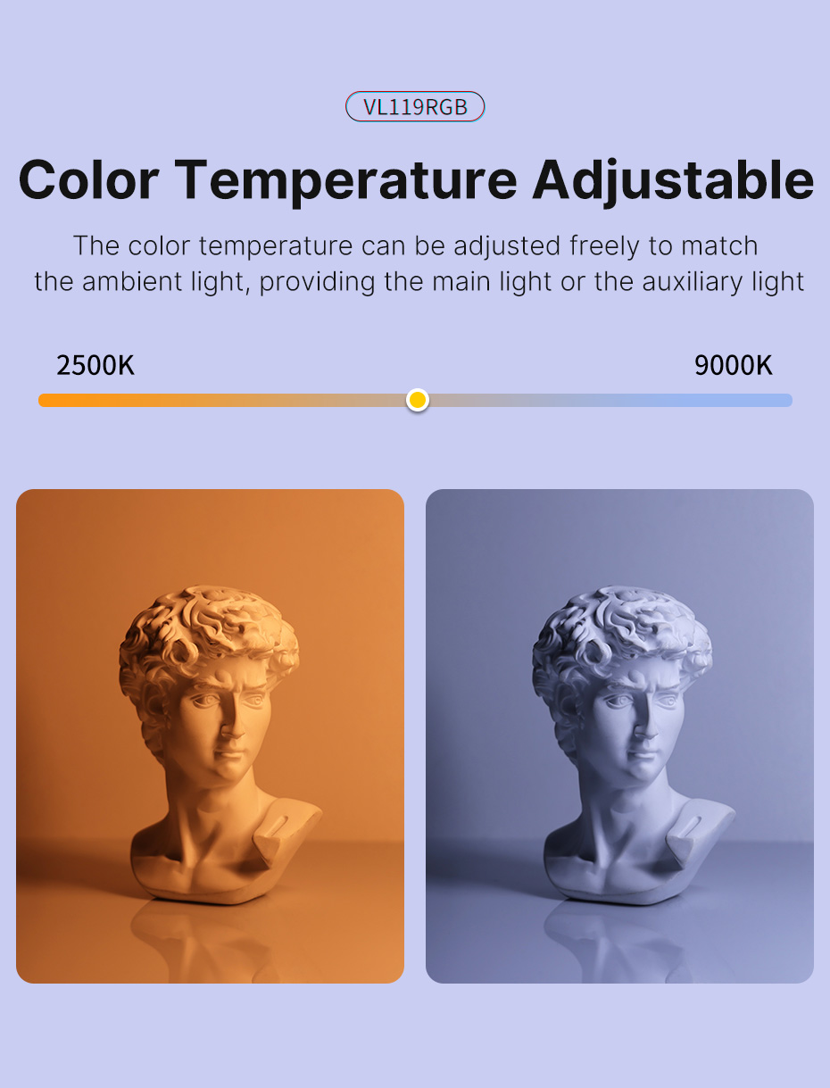 Ulanzi vl119 handheld rgb colorido vara luz 19.68 polegada handheld led varinha de luz cri 95 + 2500k-9000k fotografia estúdio lâmpada