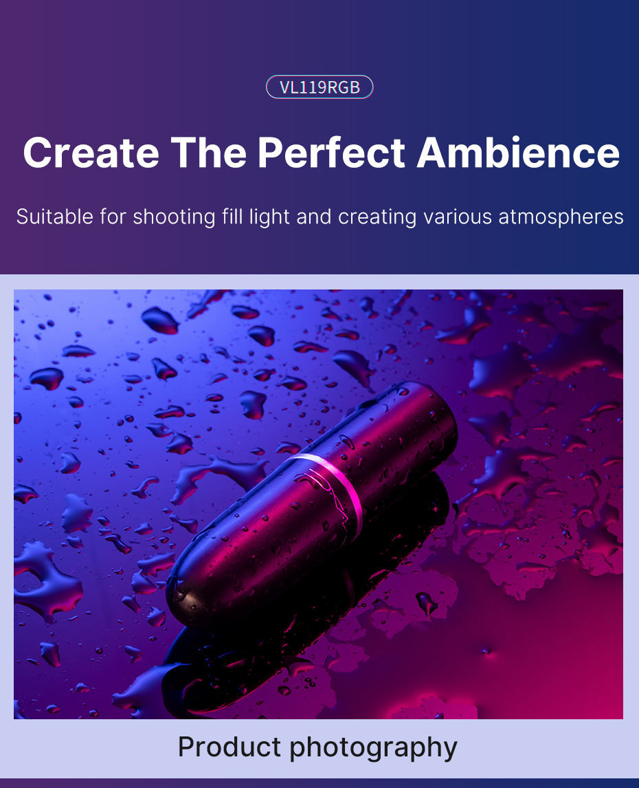 Ulanzi vl119 handheld rgb colorido vara luz 19.68 polegada handheld led varinha de luz cri 95 + 2500k-9000k fotografia estúdio lâmpada