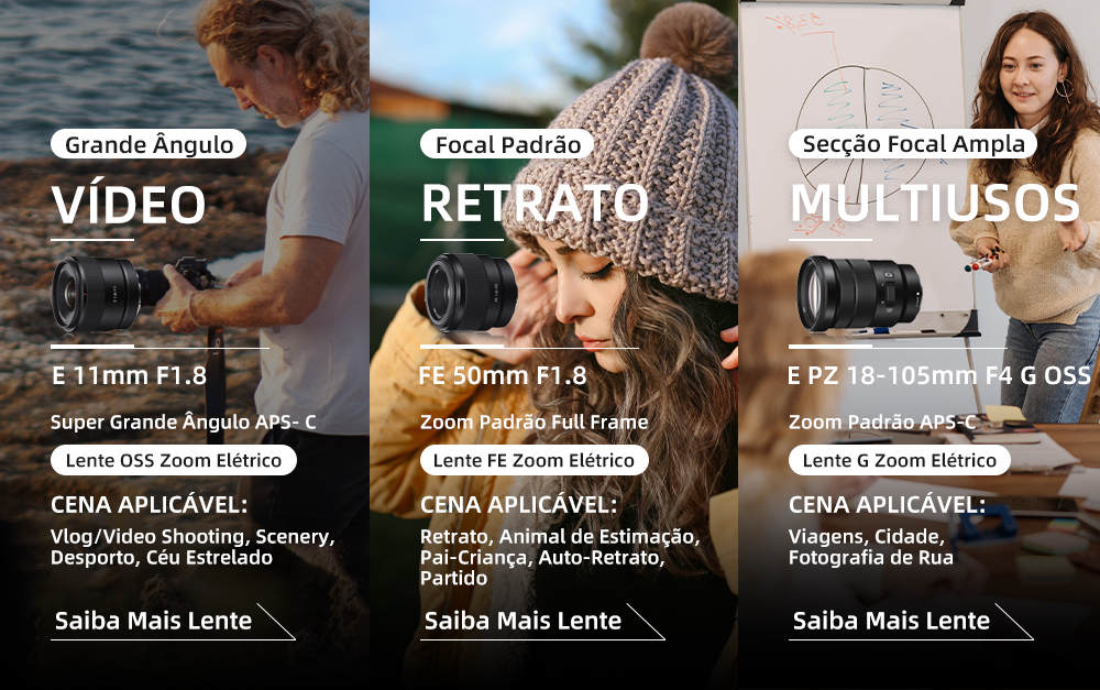 Sony ZV-E10 ZVE10 Câmera Digital E-Mount Mirrorless Camera Com Lente 16-50mm Câmera Compacta Fotografia Profissional