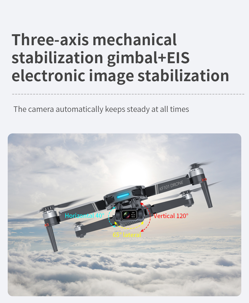 Kf101 max gps drone 4k profesional hd eis câmera anti-shake 5g wifi gimbal 3-axis fotografia aérea brushless dobrável quadcop