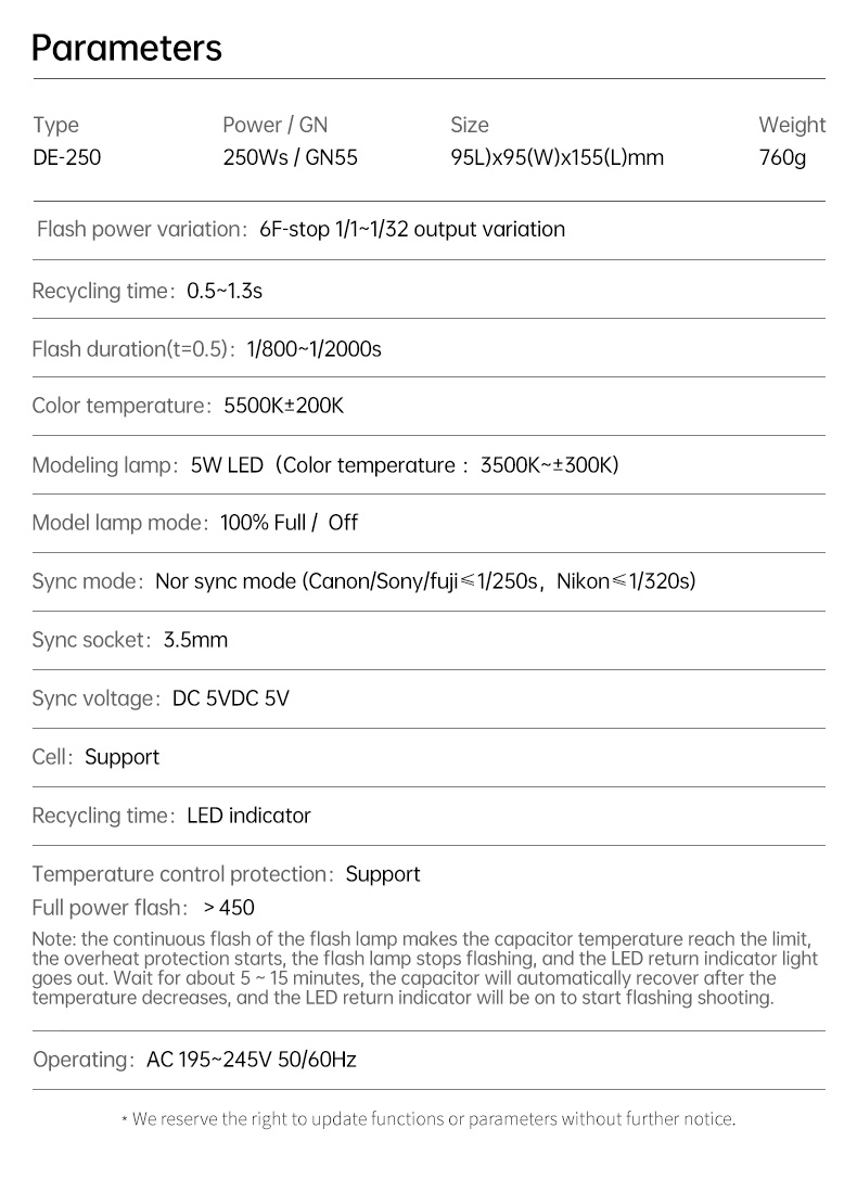 Jinbei de250 250ws portátil estúdio flash iluminação sem fio remoto durável luz estroboscópica profissional para fotografia retrato