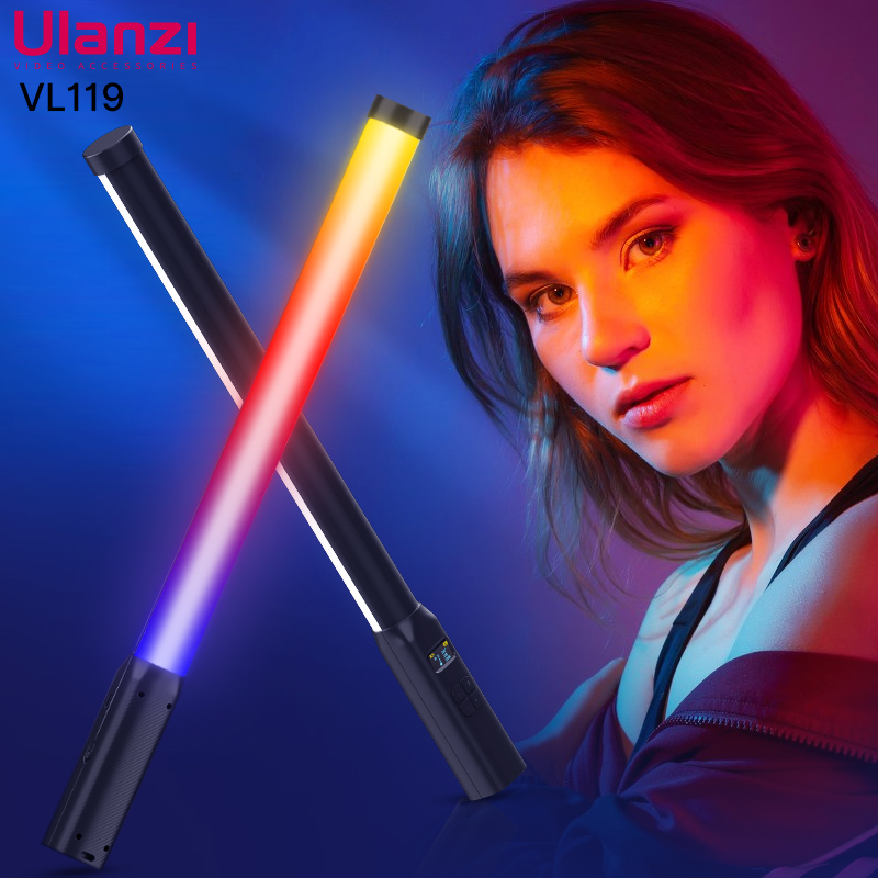 Ulanzi vl119 rgb vara de luz varinha tubo de mão luz led luz de vídeo cri 95 + 2500k-9000k 2000mah fotografia iluminação lâmpada de preenchimento