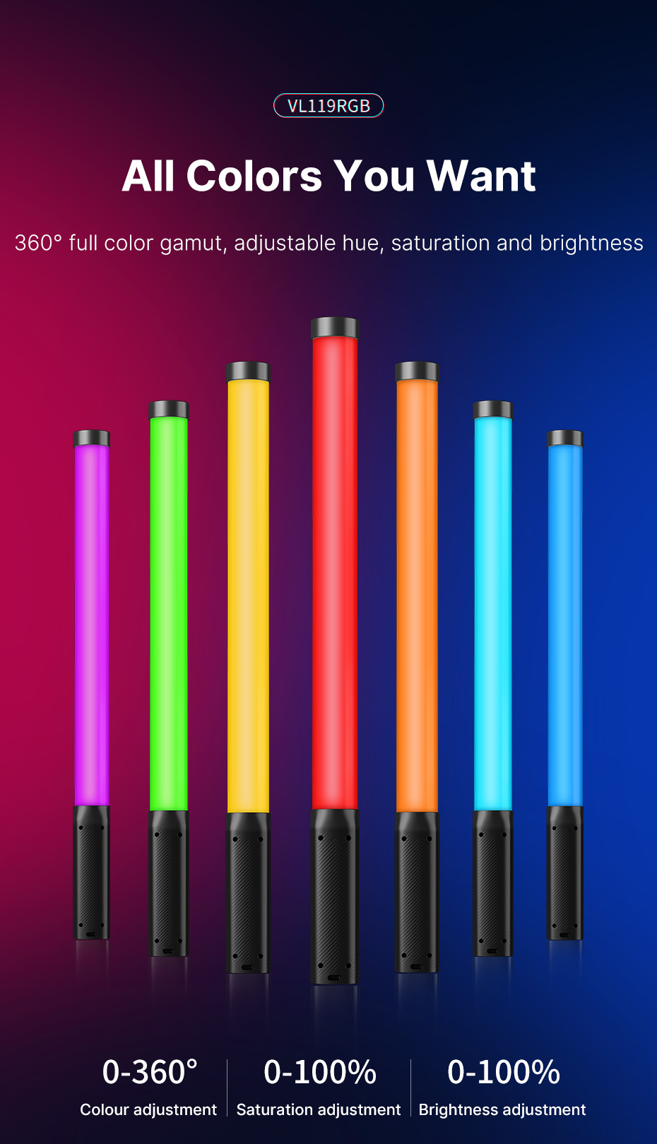 Ulanzi vl119 rgb vara de luz varinha tubo de mão luz led luz de vídeo cri 95 + 2500k-9000k 2000mah fotografia iluminação lâmpada de preenchimento Ulanzi vl119 rgb vara de luz varinha tubo de mão luz led luz de vídeo cri 95 + 2500k-9000k 2000mah fotografia iluminação lâmpada de preenchimento