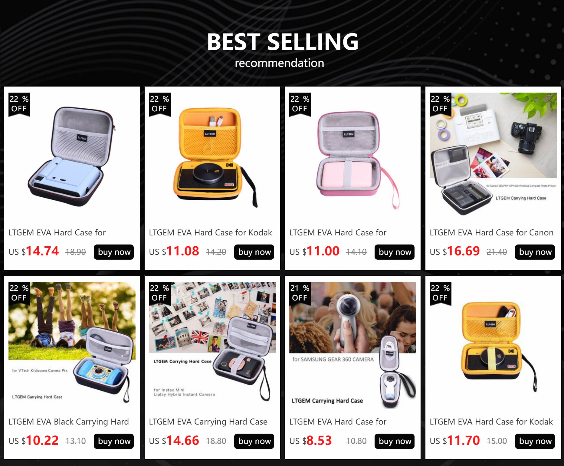 Ltgem estojo rígido de eva para câmera