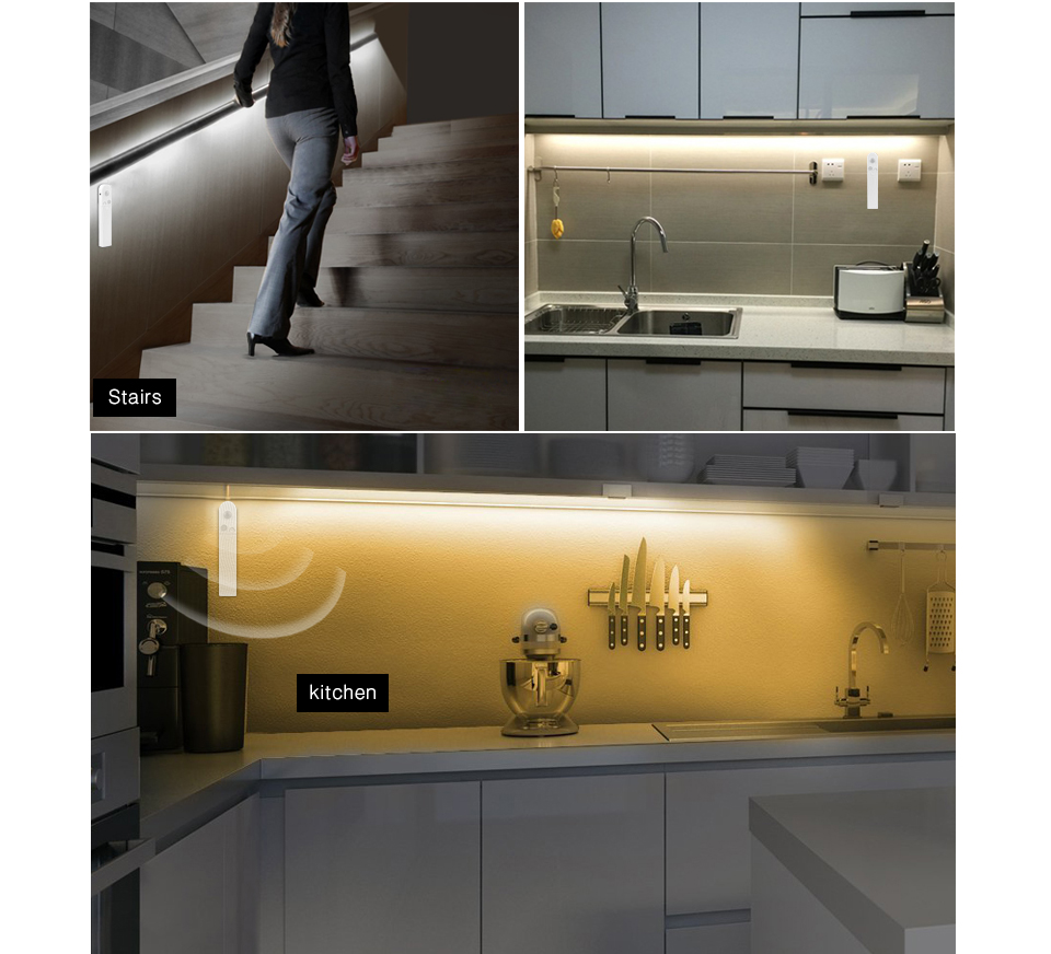 5v lâmpada de parede inteligente 1m 2m 3m sensor de movimento luz da parede da escada infravermelho detector de corpo humano controle on/off armário iluminação da cozinha